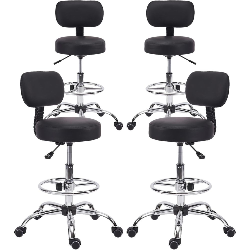 Home Office Free - Adjustable Swivel Bar Stool with Backrest,