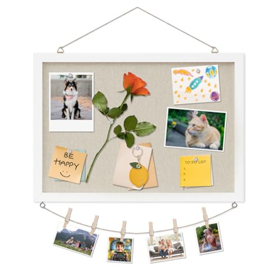 Home Office Or - Cork Board with Linen White, Bulletin