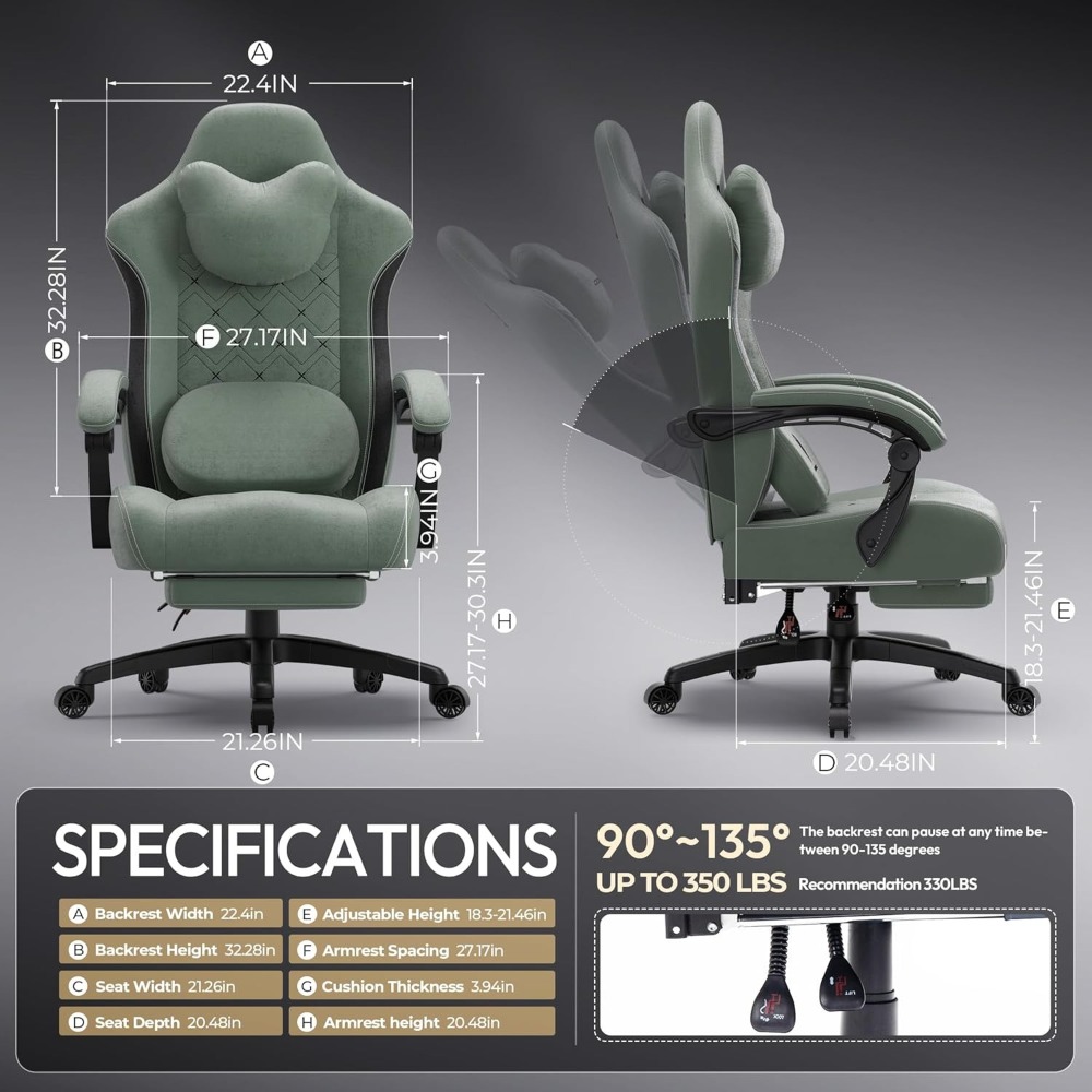 Home Office Or - Big and Tall Fabric Gaming Chair