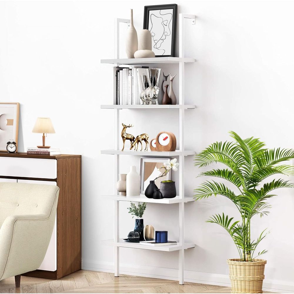 Home Office Industrial Style - Industrial Style Wall-Mounted 5-Tier Metal Pipe