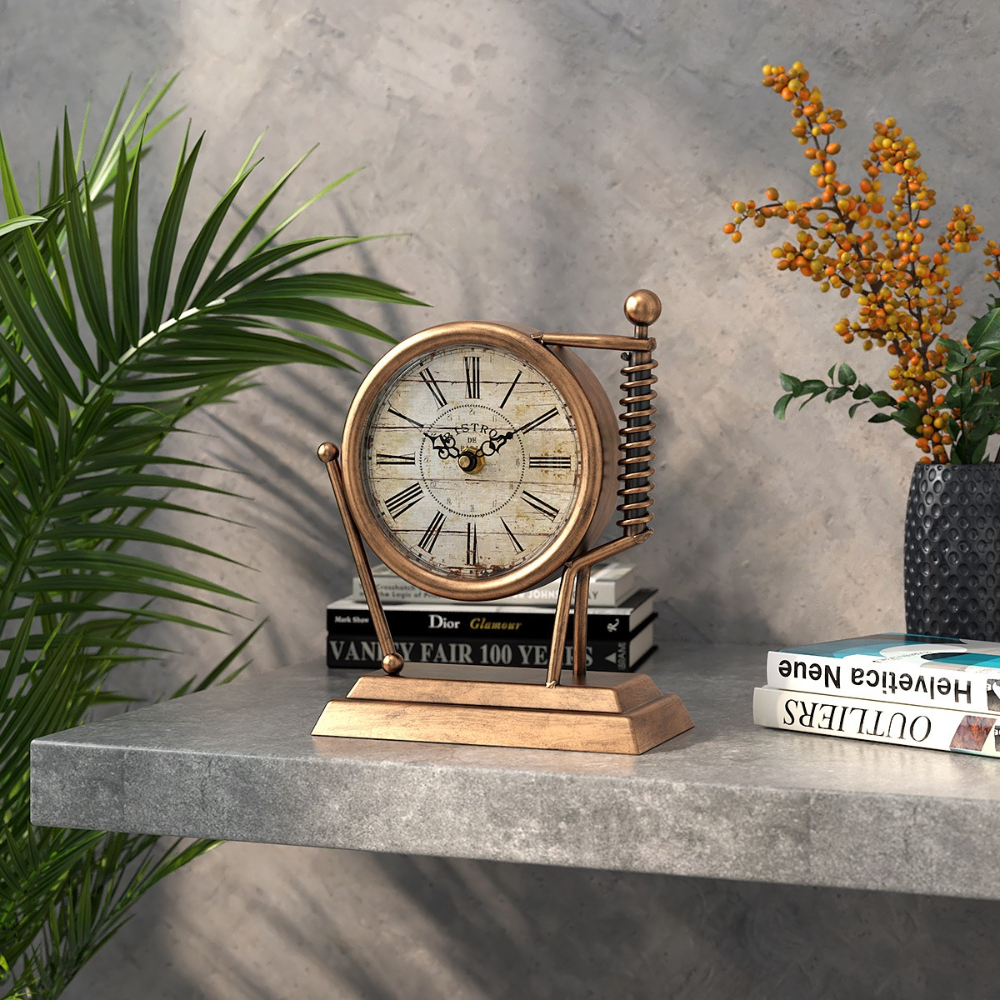 Home Office Industrial Style - Retro Metal Desk Clock Vintage Industrial