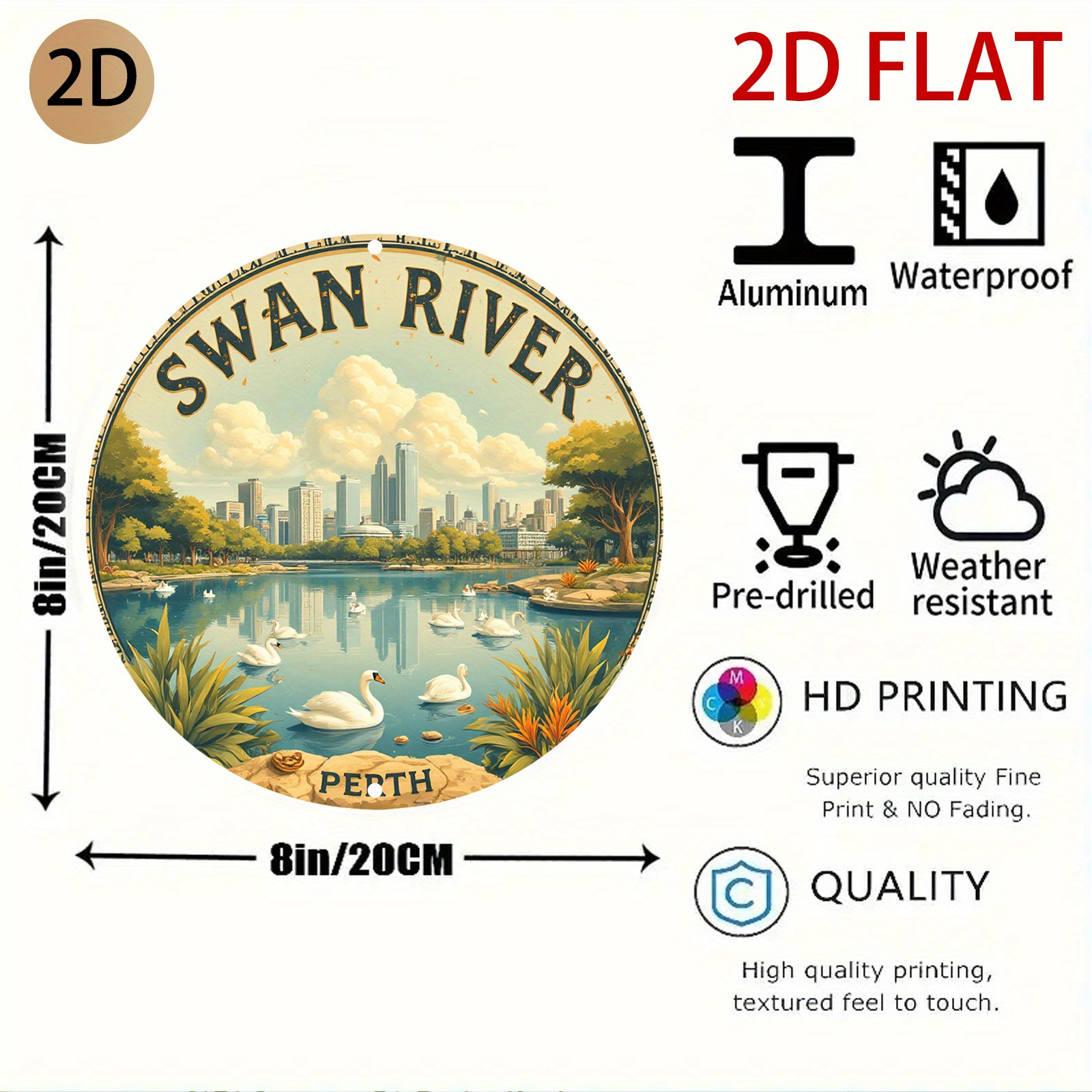 Rustic style round Swan River  - Home Office Logo reseña y precio