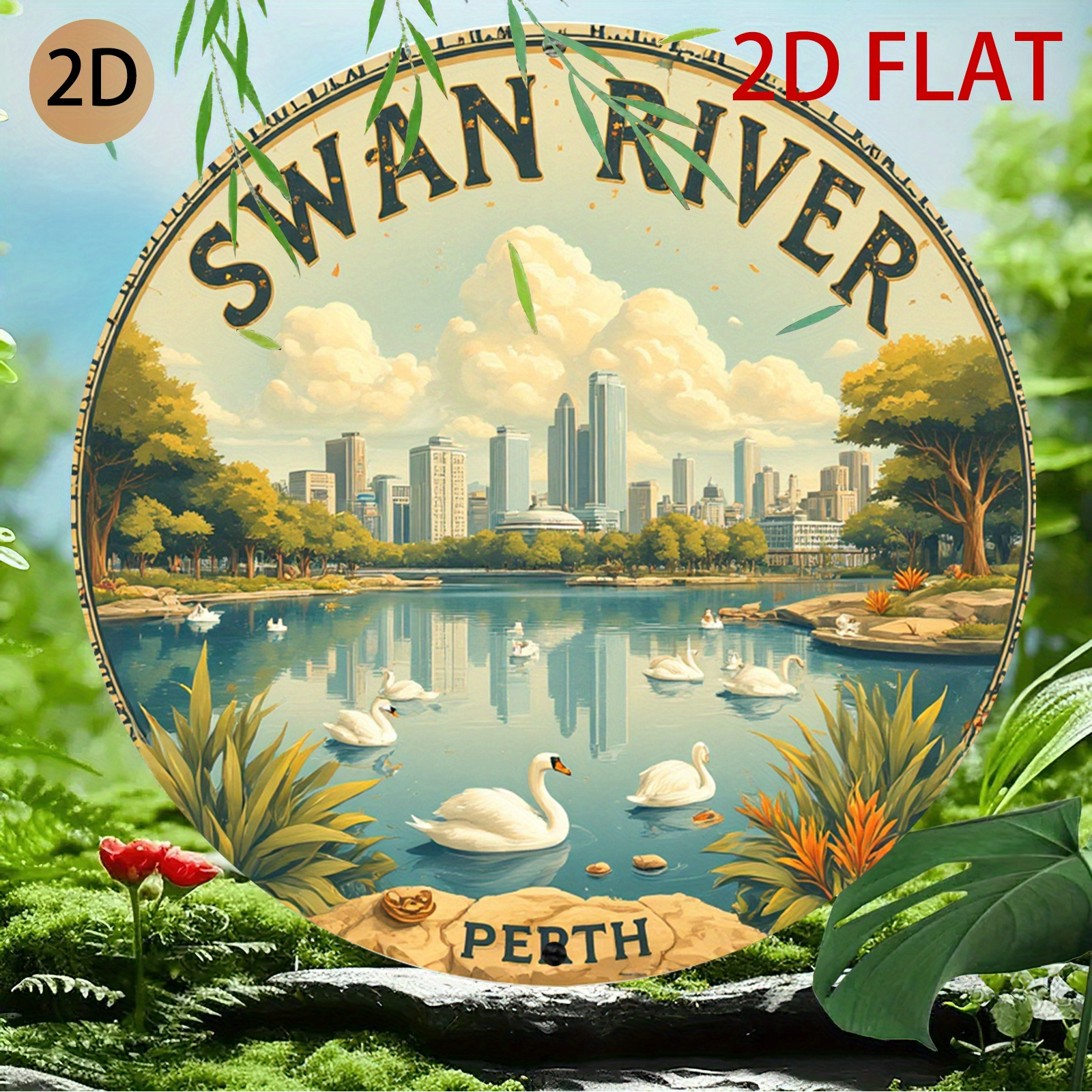 Rustic style round Swan River  - Home Office Logo reseña y precio
