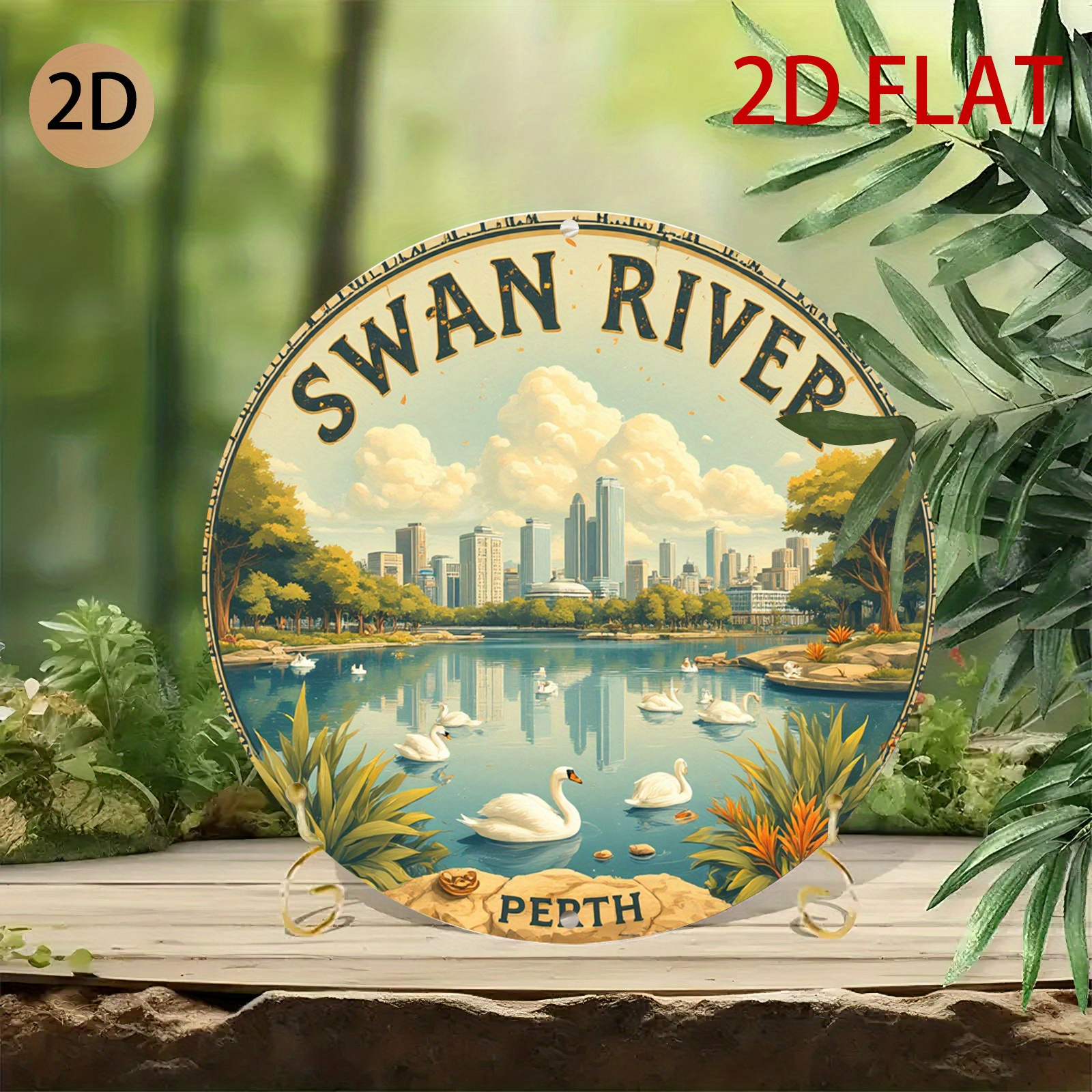 Rustic style round Swan River  - Home Office Logo reseña y precio