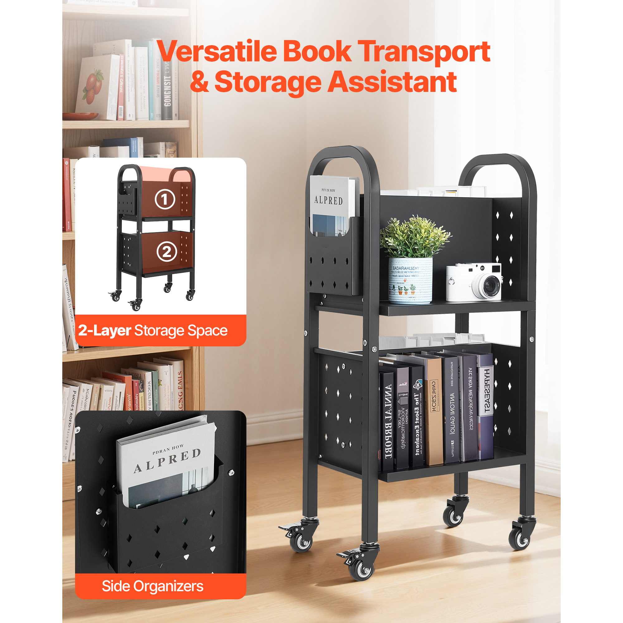 SucceBuy 150Lbs Rolling Librar - Home Office With Bookshelves reseña y precio