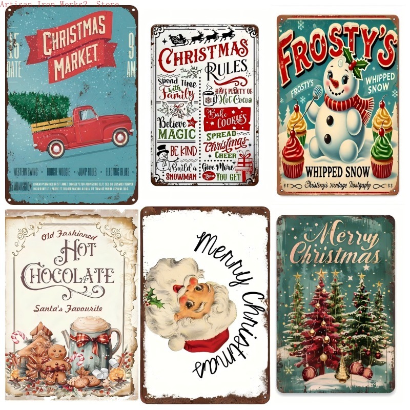 6pcs iron Christmas retro tin  - Home Office Industrial Style reseña y precio
