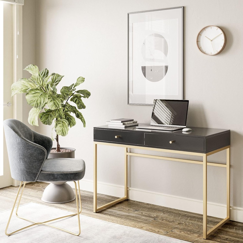 Modern 42 Inch Makeup Vanity D - Home Office With Two Desks reseña y precio