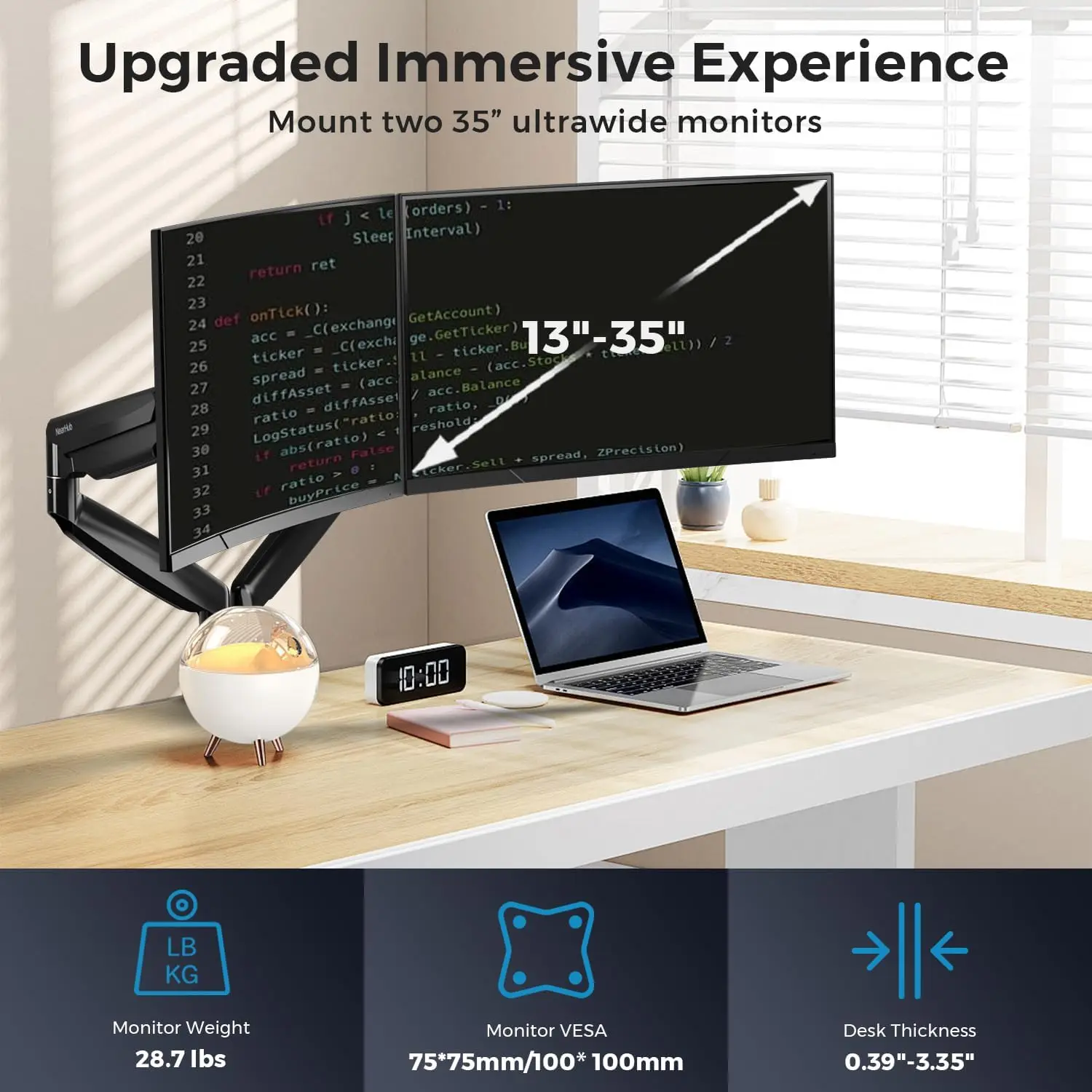 Curved Monitor Mount Dual Moni - Monitor Arm Dual reseña y precio
