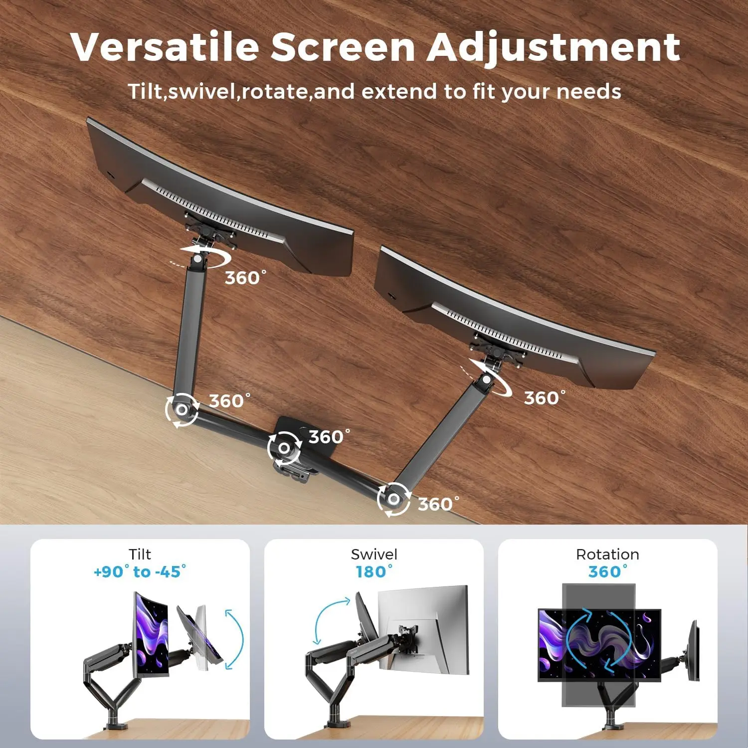 Curved Monitor Mount Dual Moni - Monitor Arm Dual reseña y precio