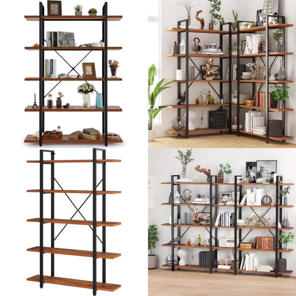 Rustic 6-Foot Tall 5-Tier Wide - Home Office Industrial Style reseña y precio