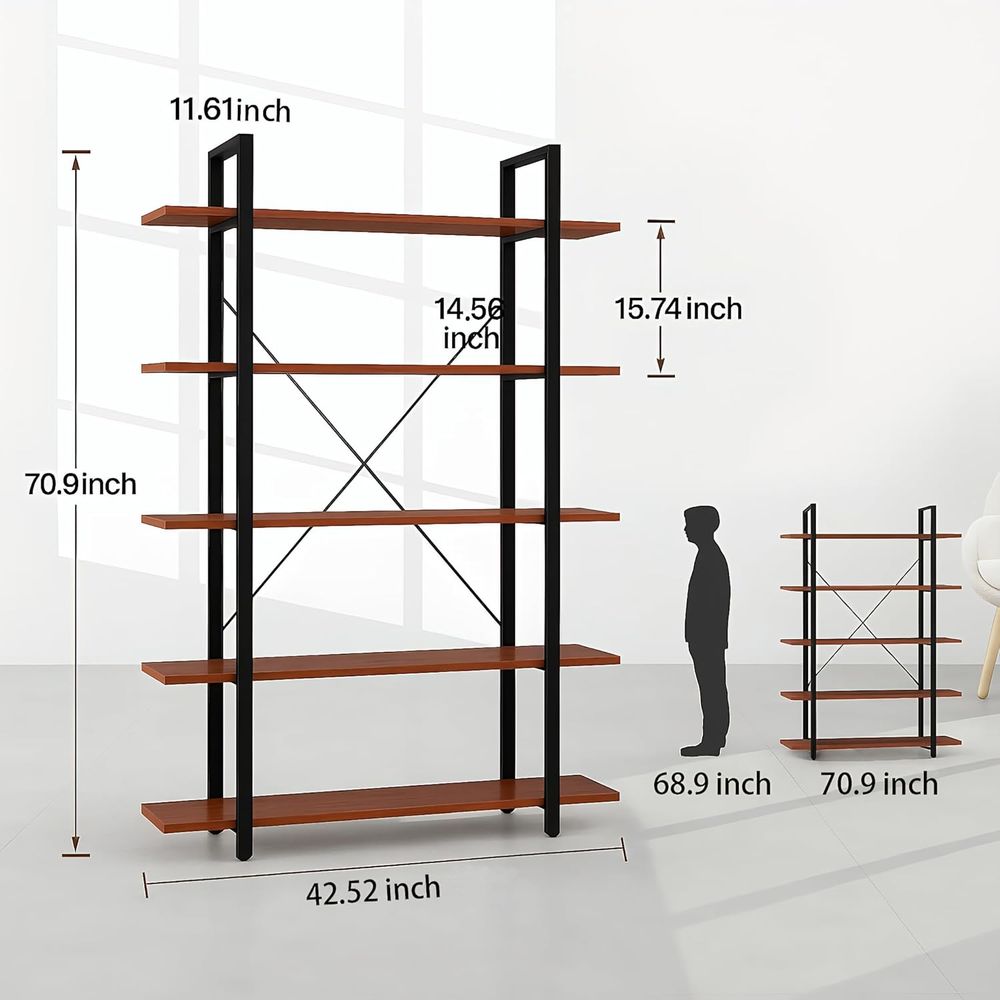 Rustic 6-Foot Tall 5-Tier Wide - Home Office Industrial Style reseña y precio