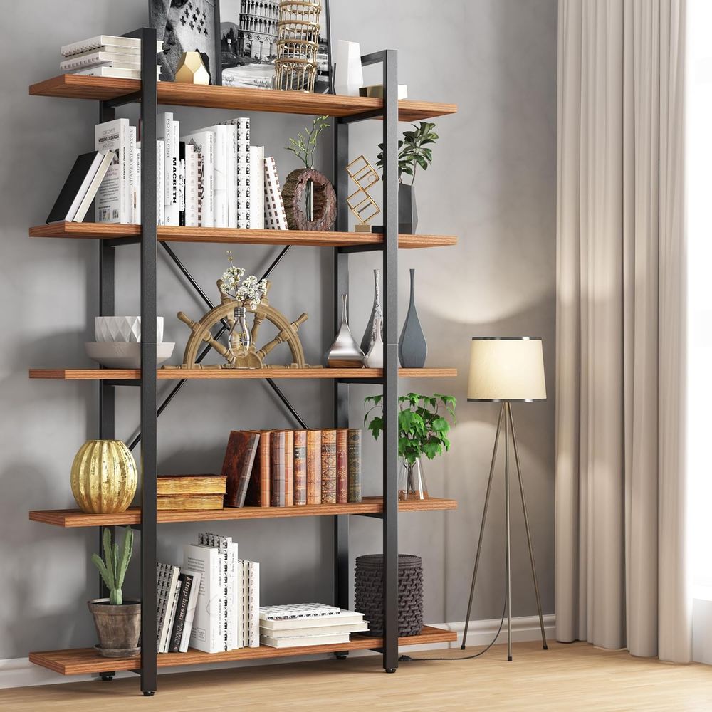 Rustic 6-Foot Tall 5-Tier Wide - Home Office Industrial Style reseña y precio
