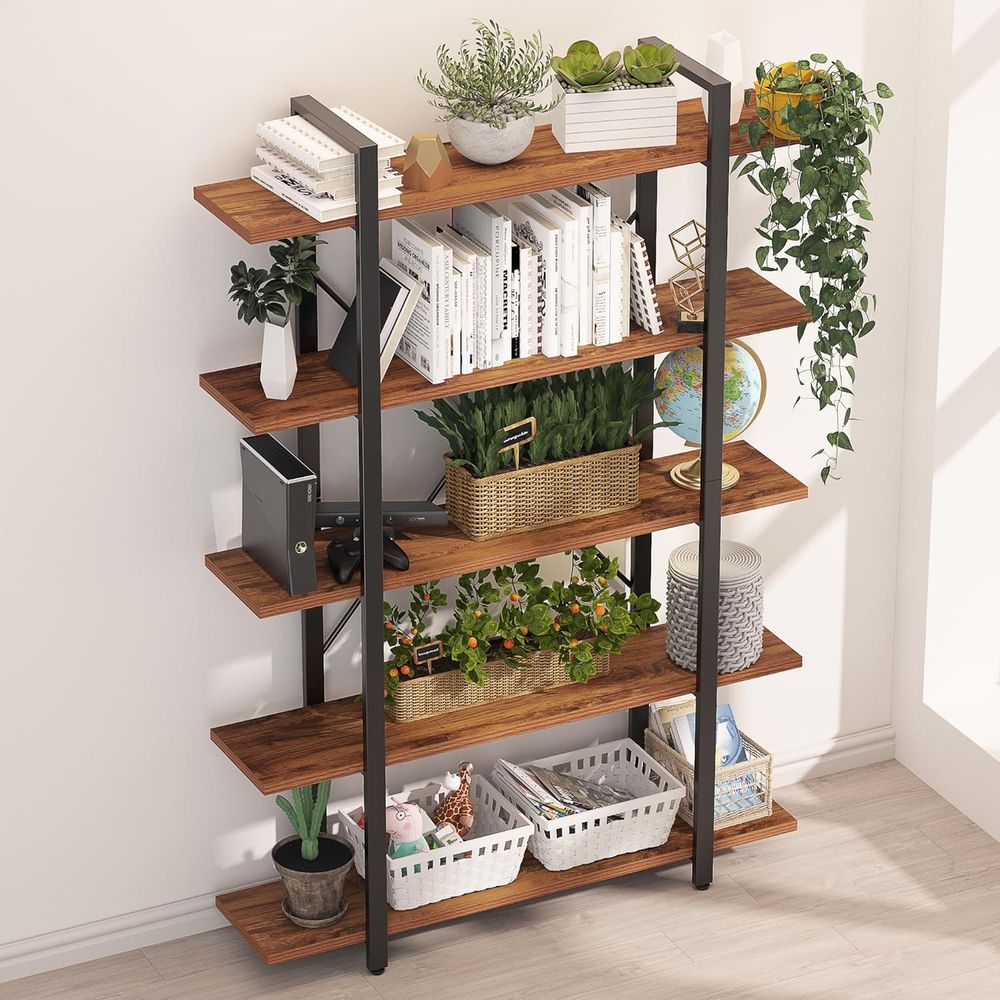 Rustic 6-Foot Tall 5-Tier Wide - Home Office Industrial Style reseña y precio