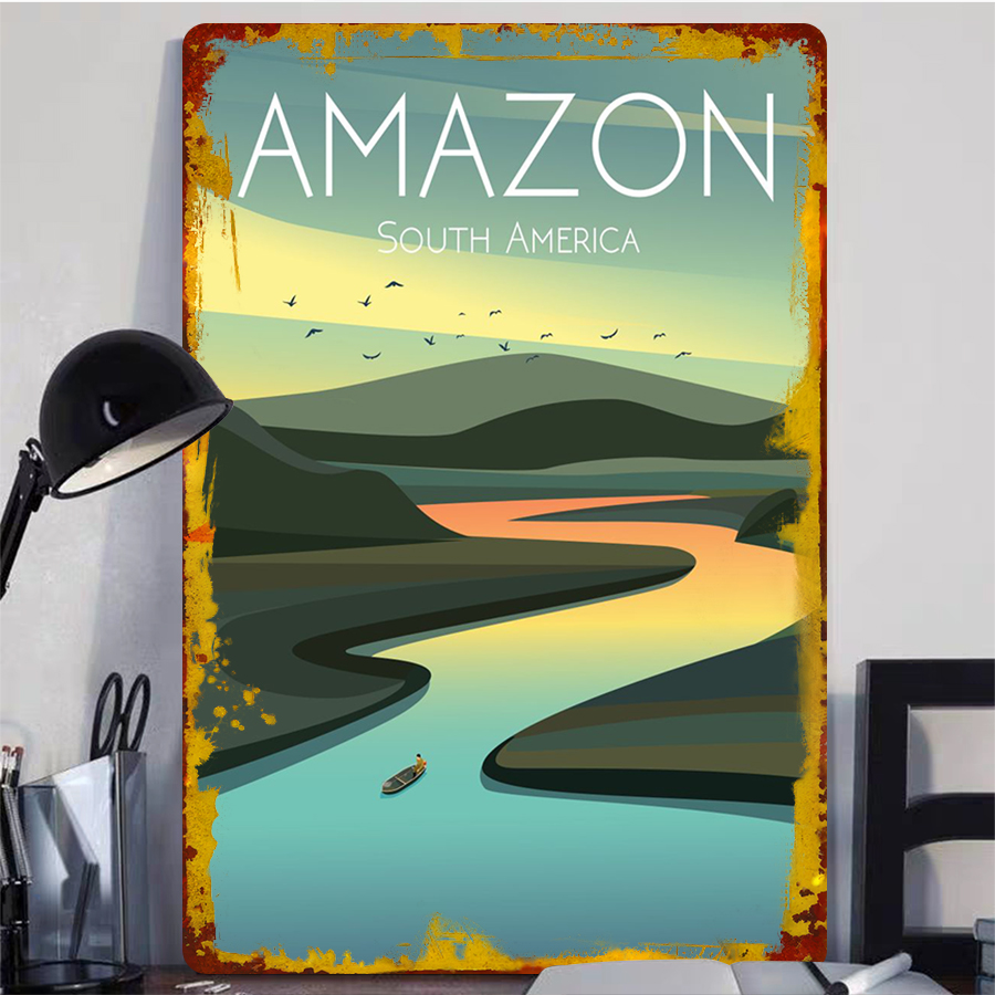 Amazon River Landscape Metal W - Home Office Of Amazon reseña y precio