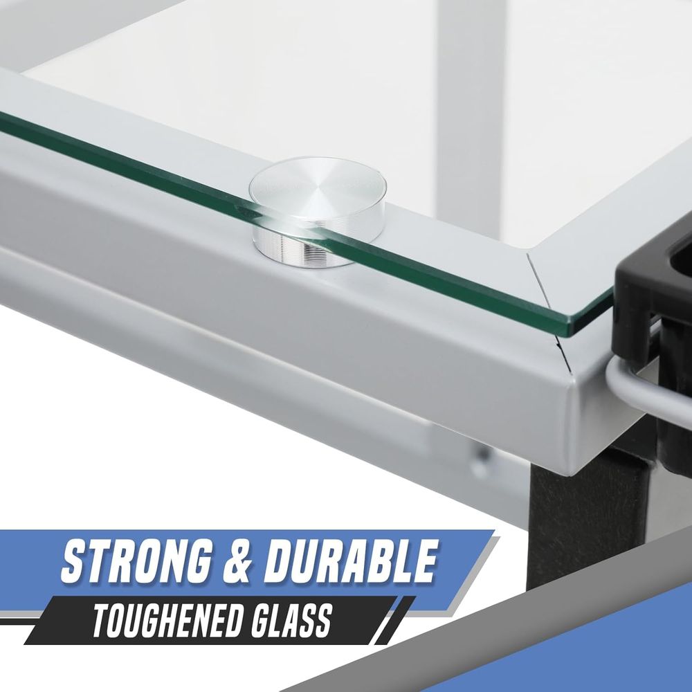 Adjustable Glass Top Dining Ta - Home Office Free reseña y precio