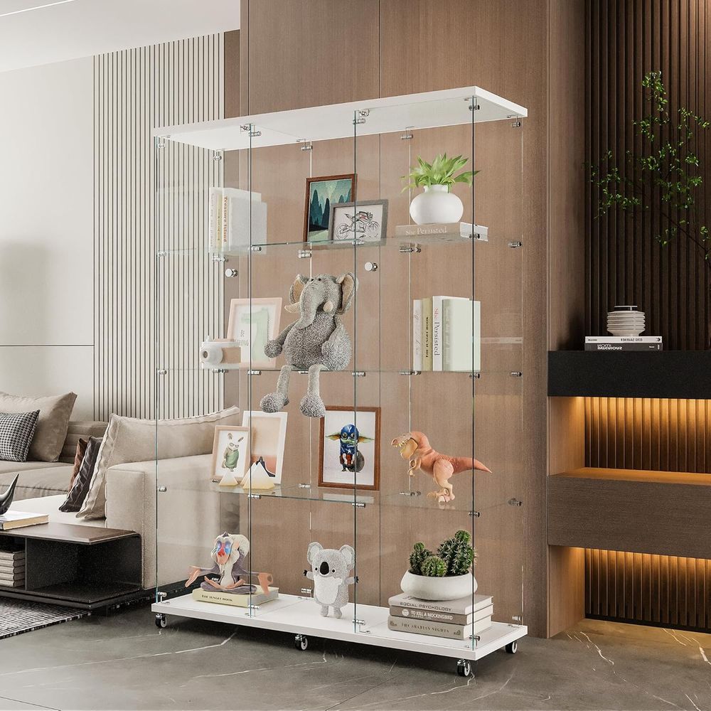 Extra Large Glass Display Cabi - Home Office With Bookshelves reseña y precio