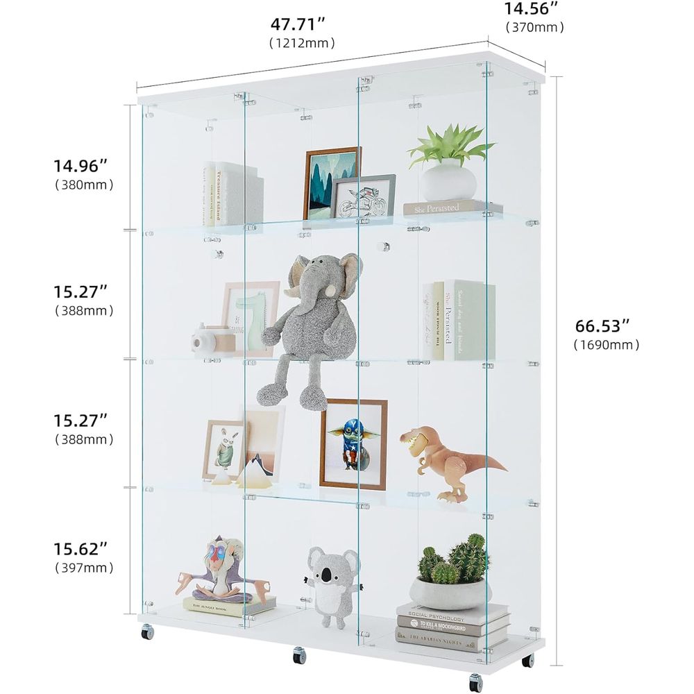 Extra Large Glass Display Cabi - Home Office With Bookshelves reseña y precio