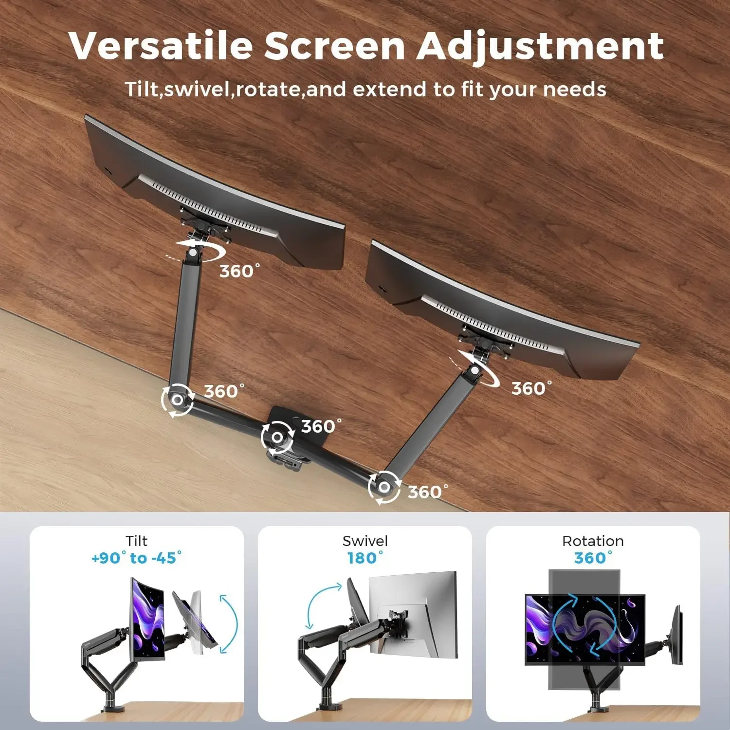 Curved Monitor Mount Dual Moni - Monitor Arm Dual reseña y precio