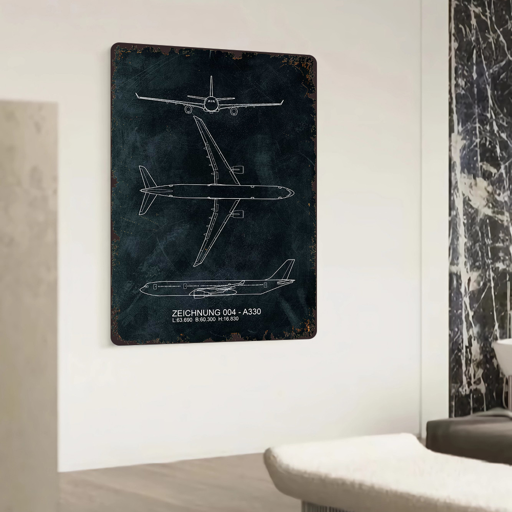 A330 Aircraft Blueprint Metal  - Home Office Industrial Style reseña y precio