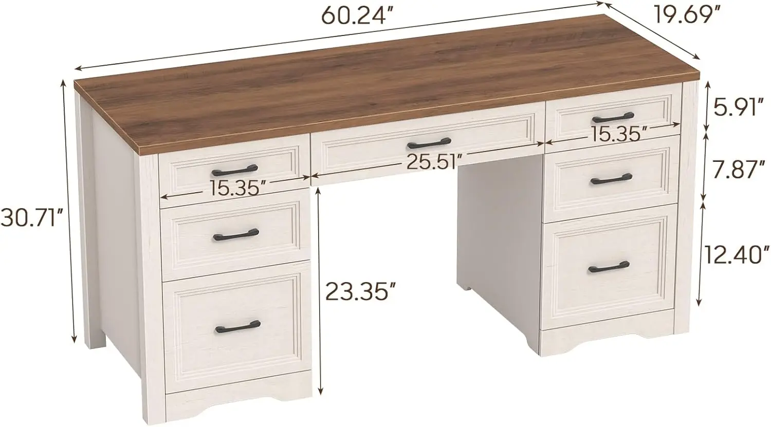 Farmhouse Executive Desk Woode - Home Office With Two Desks reseña y precio