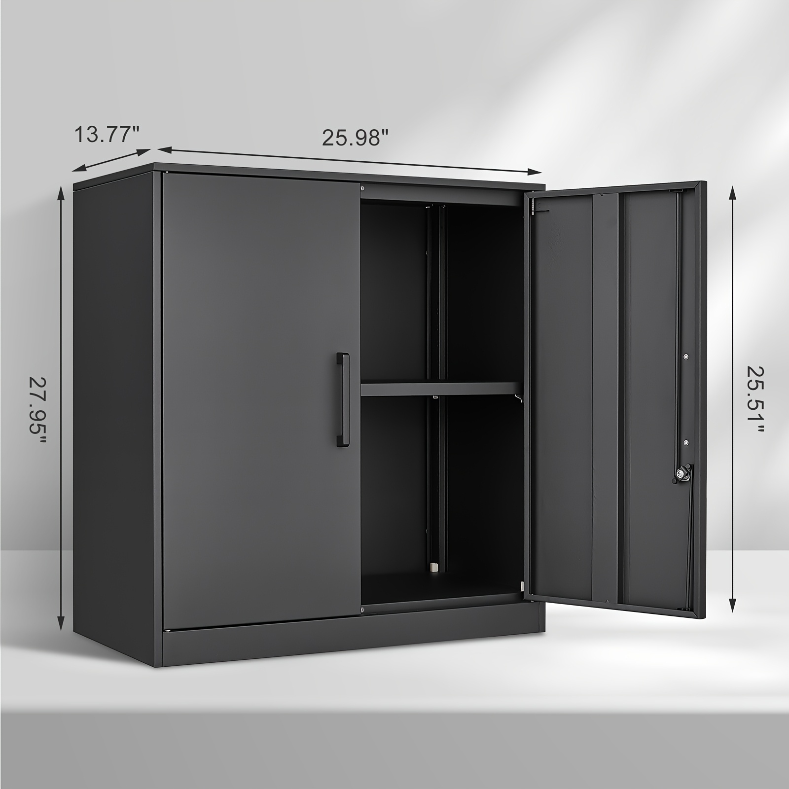 Black Metal Wall Storage Cabin - Home Office Or reseña y precio