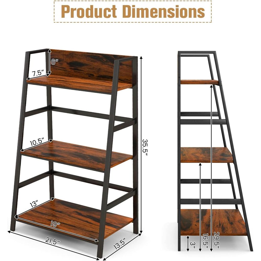 Industrial-Style 3-Tier Wooden - Home Office Industrial Style reseña y precio