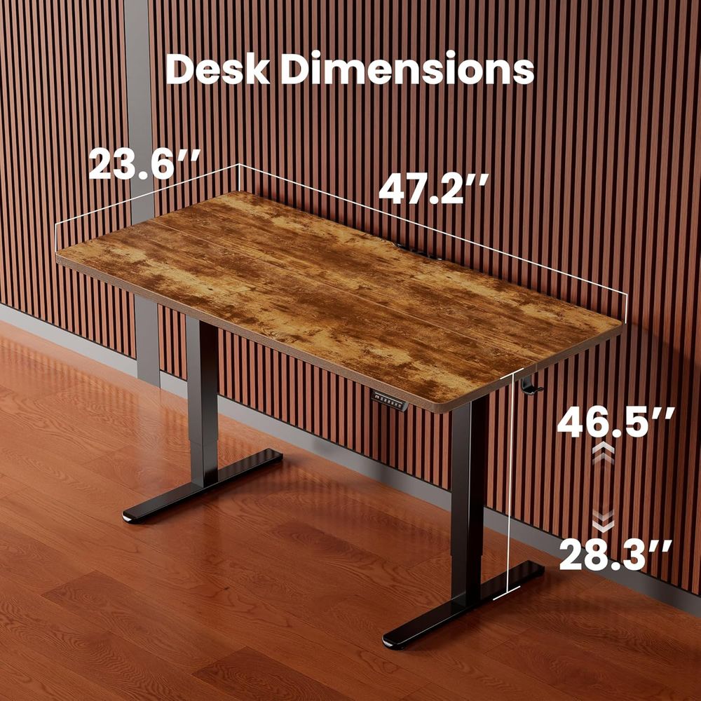 Vintage Brown 48x24 Height-Adj - Home Office With Two Desks reseña y precio