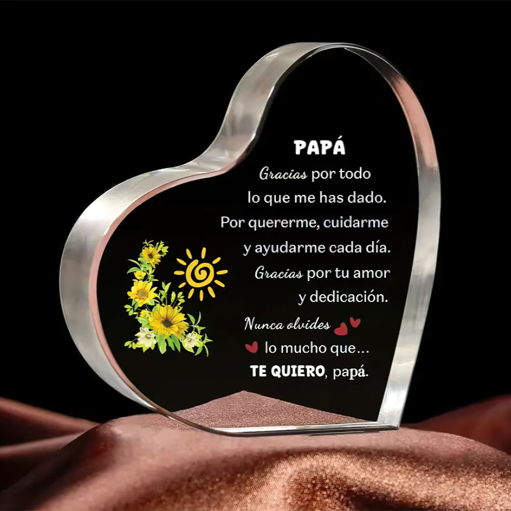 Spanish dad heart-shaped acryl - Home Office Logo reseña y precio