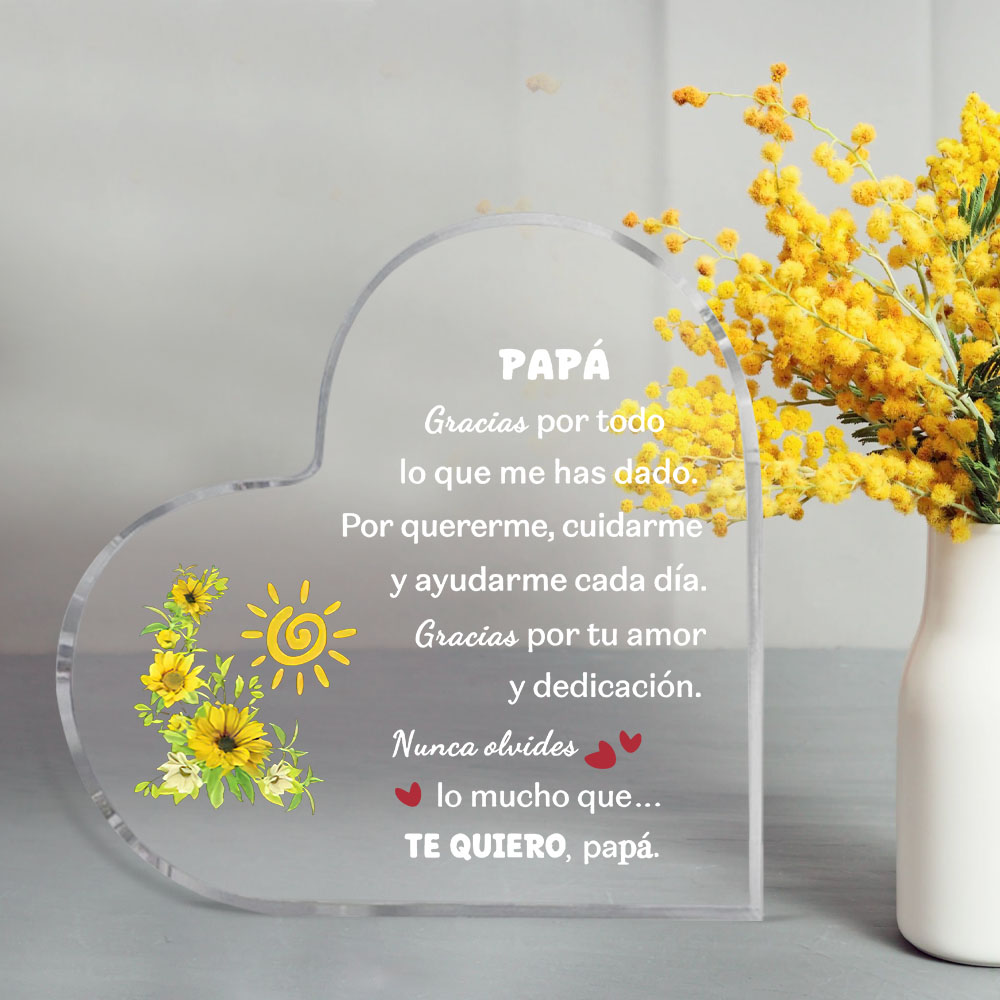 Spanish dad heart-shaped acryl - Home Office Logo reseña y precio