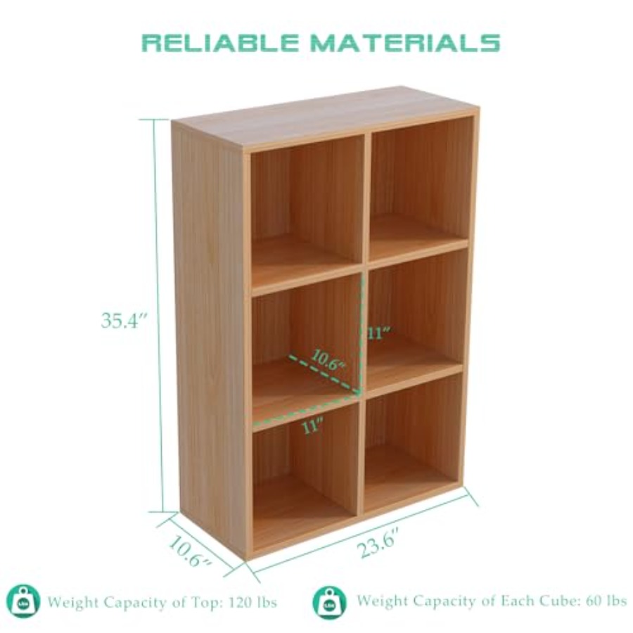 6-Cube Storage Shelf Bookcase  - Home Office With Bookshelves reseña y precio