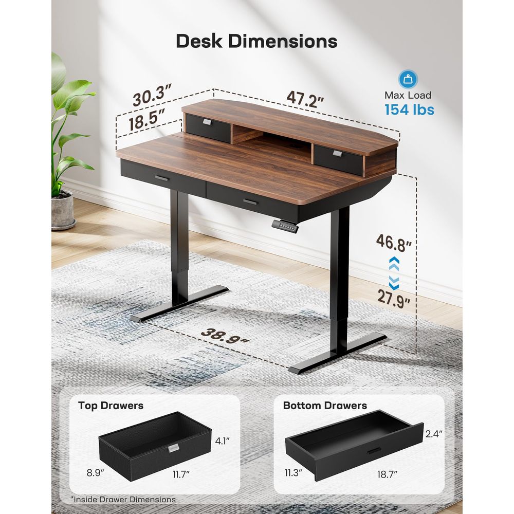 48 x 30 inch Electric Standing - Home Office With Two Desks reseña y precio