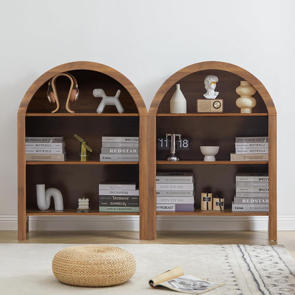 Walnut 3-Shelf Arched Bookcase - Home Office Free reseña y precio