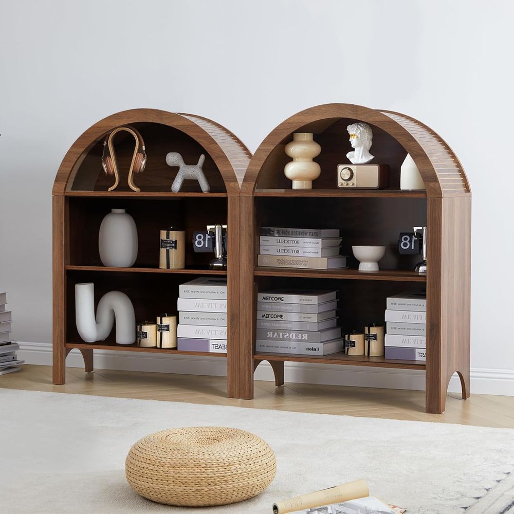Walnut 3-Shelf Arched Bookcase - Home Office Free reseña y precio