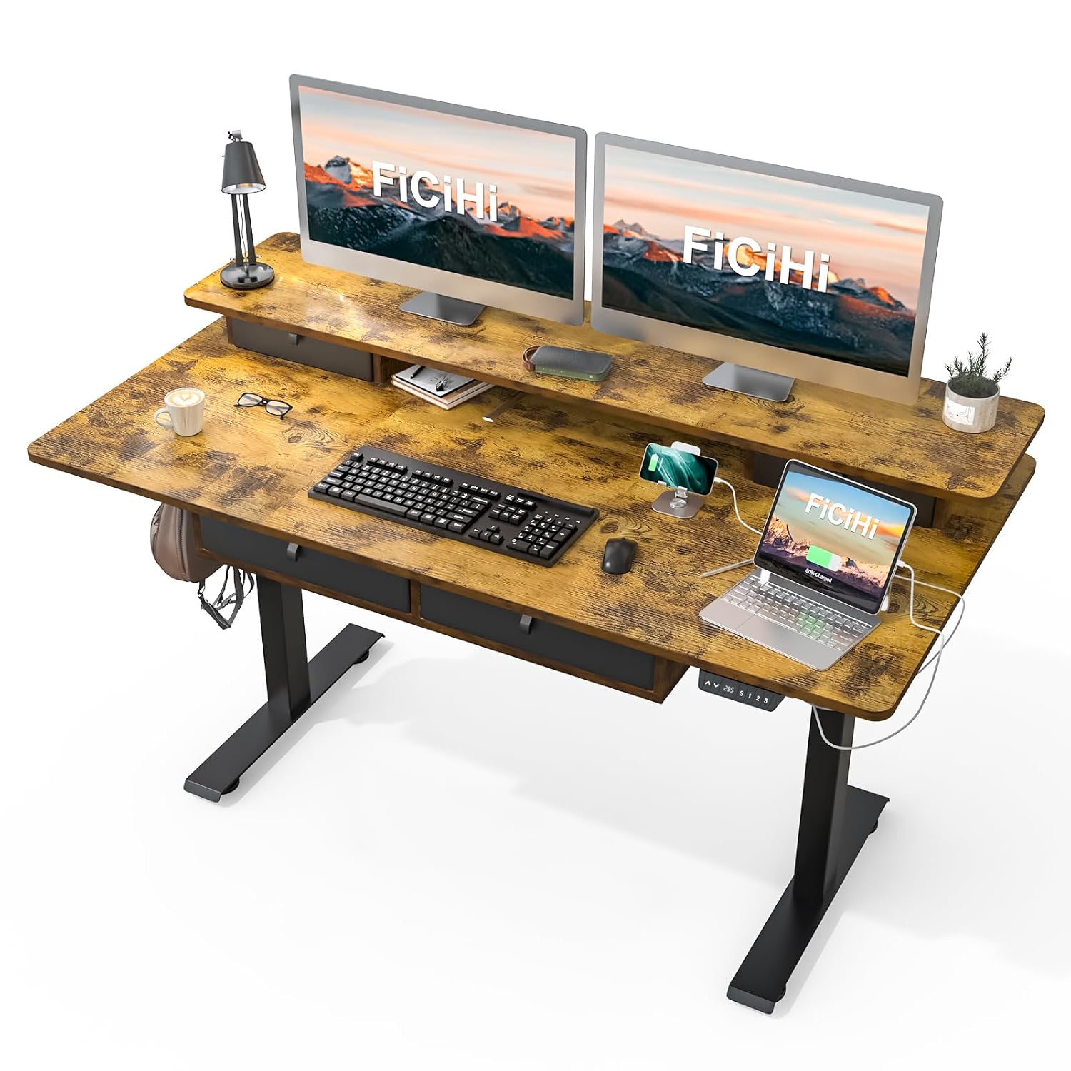 Height Adjustable Electric Des - Home Office With Two Desks reseña y precio
