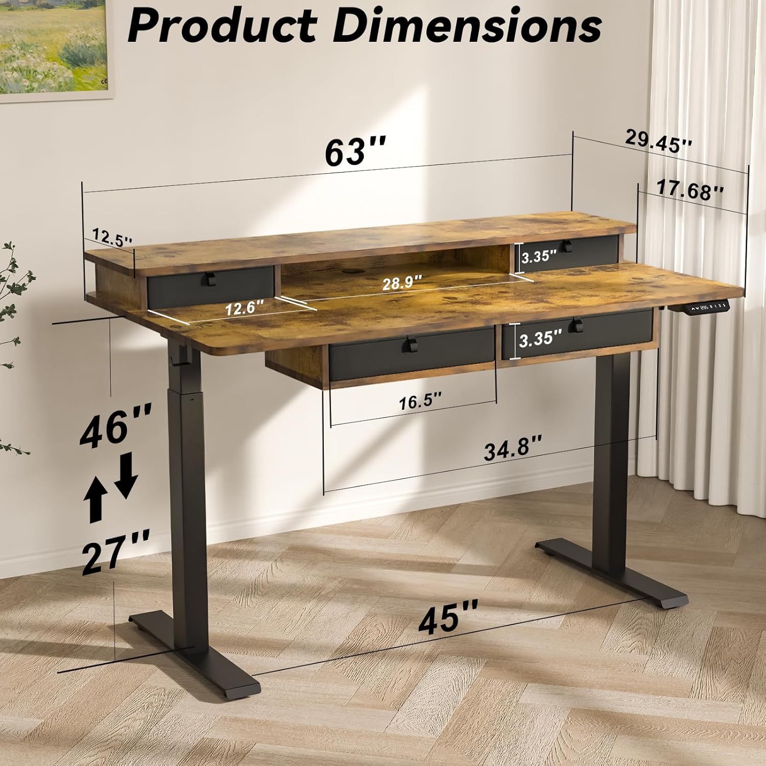 Height Adjustable Electric Des - Home Office With Two Desks reseña y precio