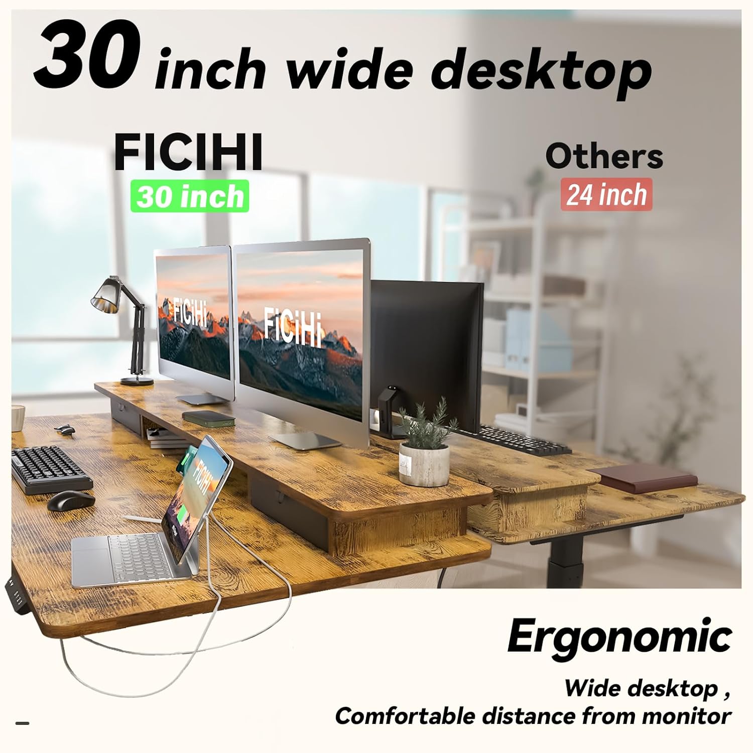 Height Adjustable Electric Des - Home Office With Two Desks reseña y precio