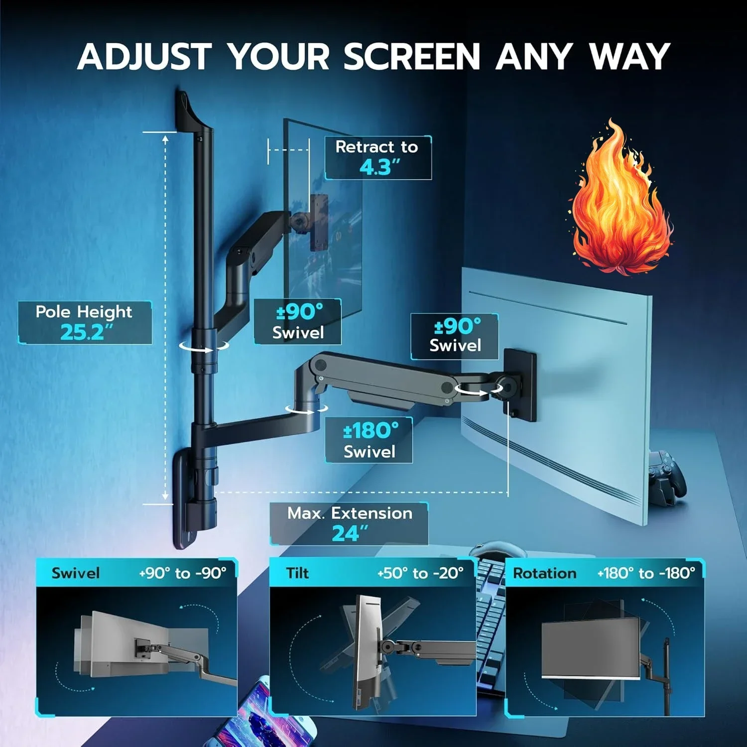 Dual Monitor Wall Mount for 17 - Monitor Arm Dual reseña y precio