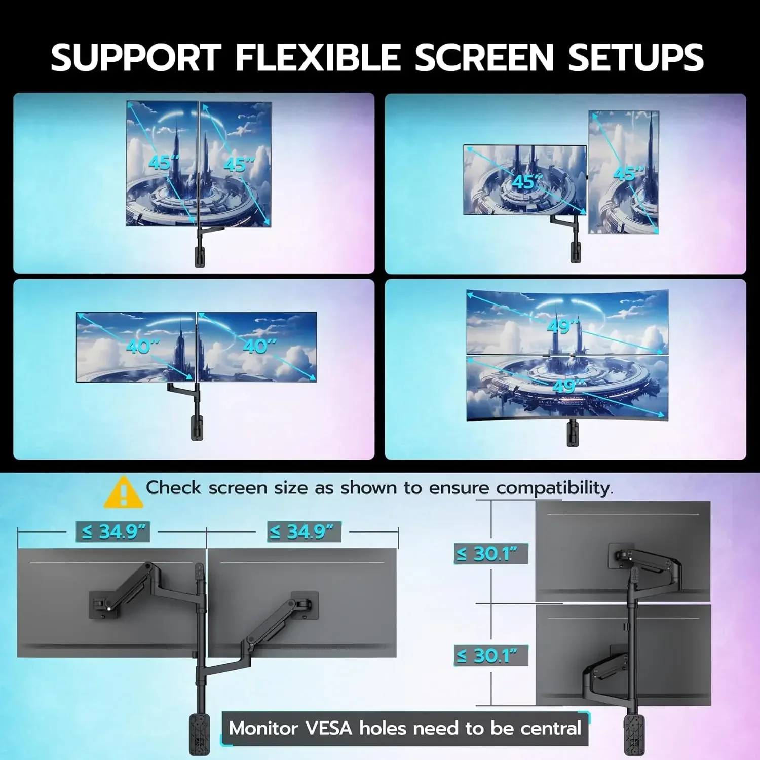 Dual Monitor Wall Mount for 17 - Monitor Arm Dual reseña y precio