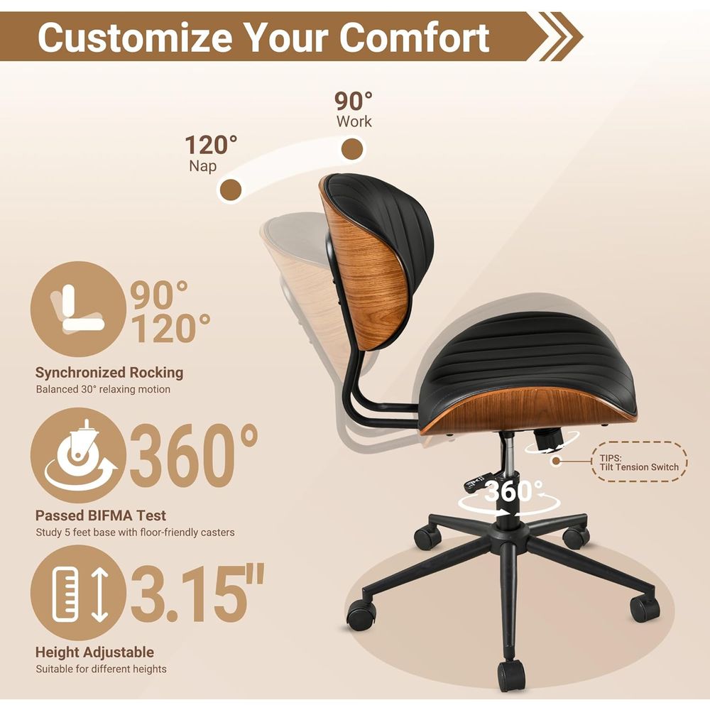 Ergonomic PU Leather Swivel Ch - Home Office Or reseña y precio