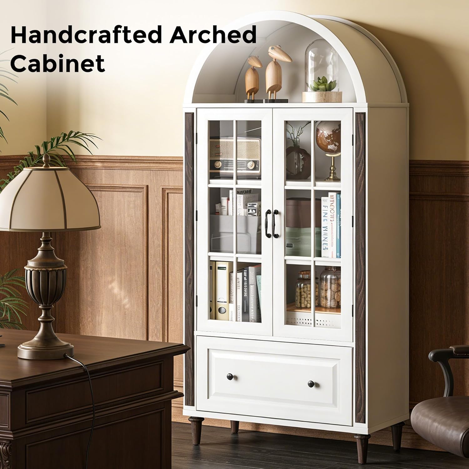 71” Handcrafted Arched Bookcas - Home Office Free reseña y precio