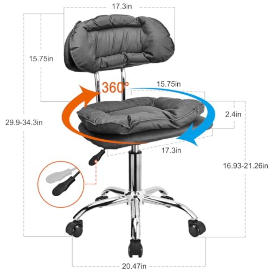 Rolling Stool Backrest Thick S - Home Office Free reseña y precio