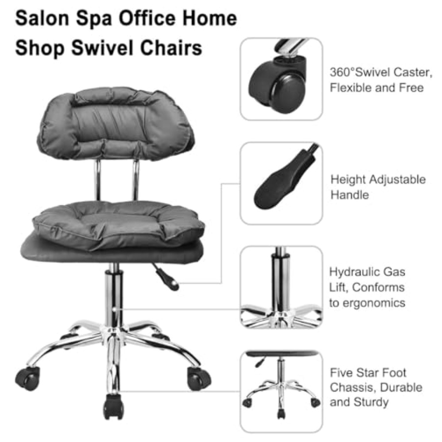 Rolling Stool Backrest Thick S - Home Office Free reseña y precio