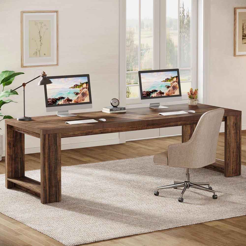 2 Person Desk, 86.6 Extra Long - Home Office With Two Desks reseña y precio