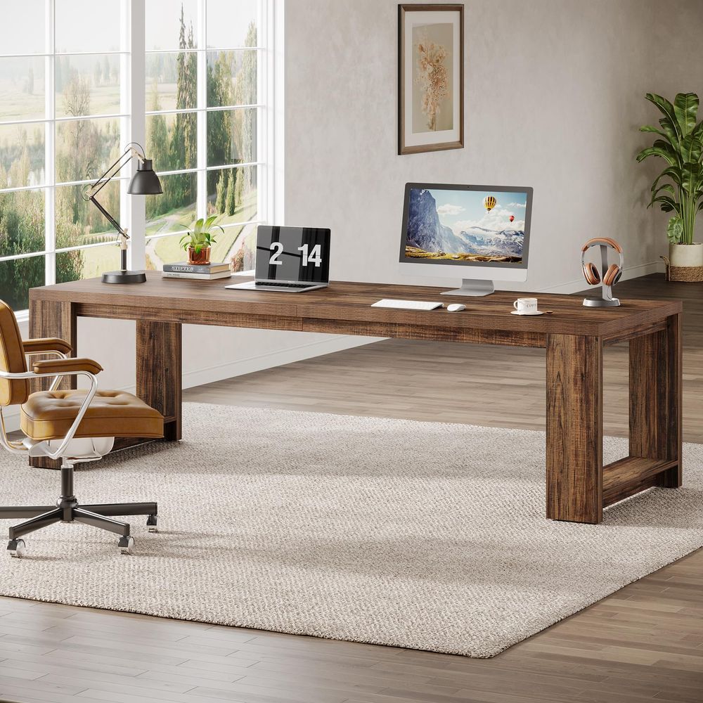 2 Person Desk, 86.6 Extra Long - Home Office With Two Desks reseña y precio