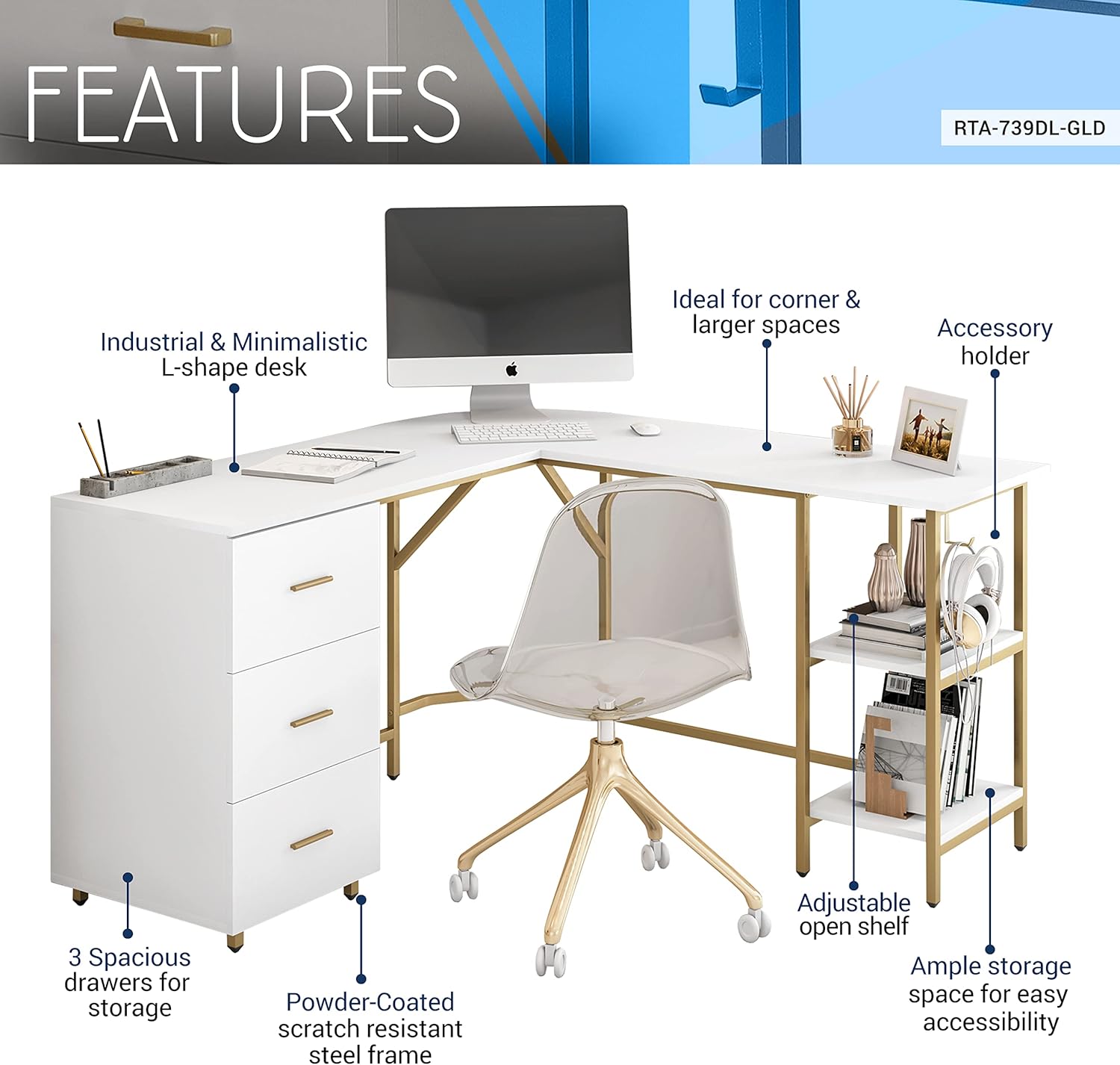 L Shaped Desk - Two-Toned Comp - Home Office With Two Desks reseña y precio