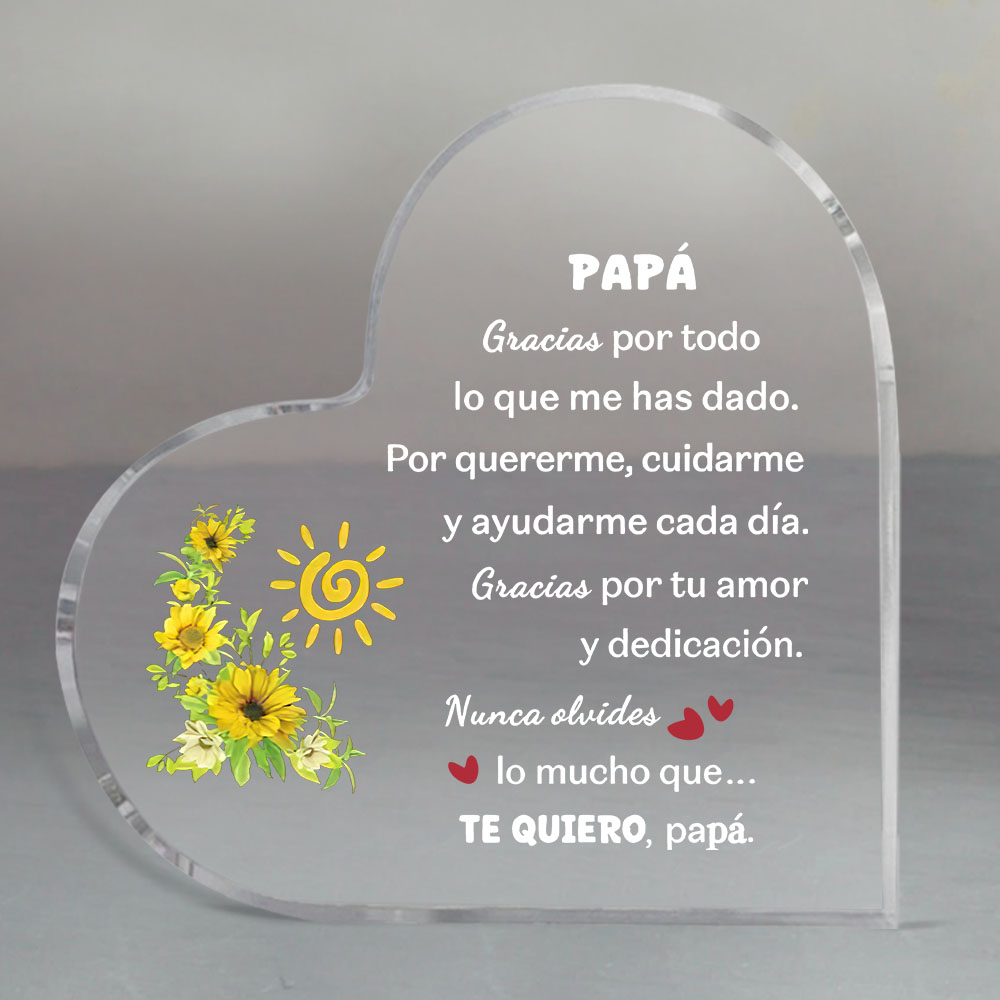 Spanish dad heart-shaped acryl - Home Office Logo reseña y precio