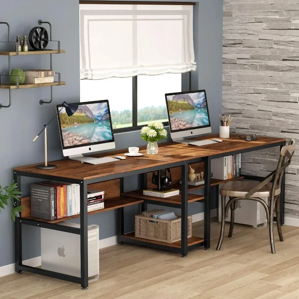 # Two Person Desk With Bookshe - Home Office With Two Desks reseña y precio
