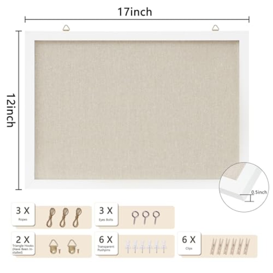 Cork Board with Linen White, B - Home Office Or reseña y precio