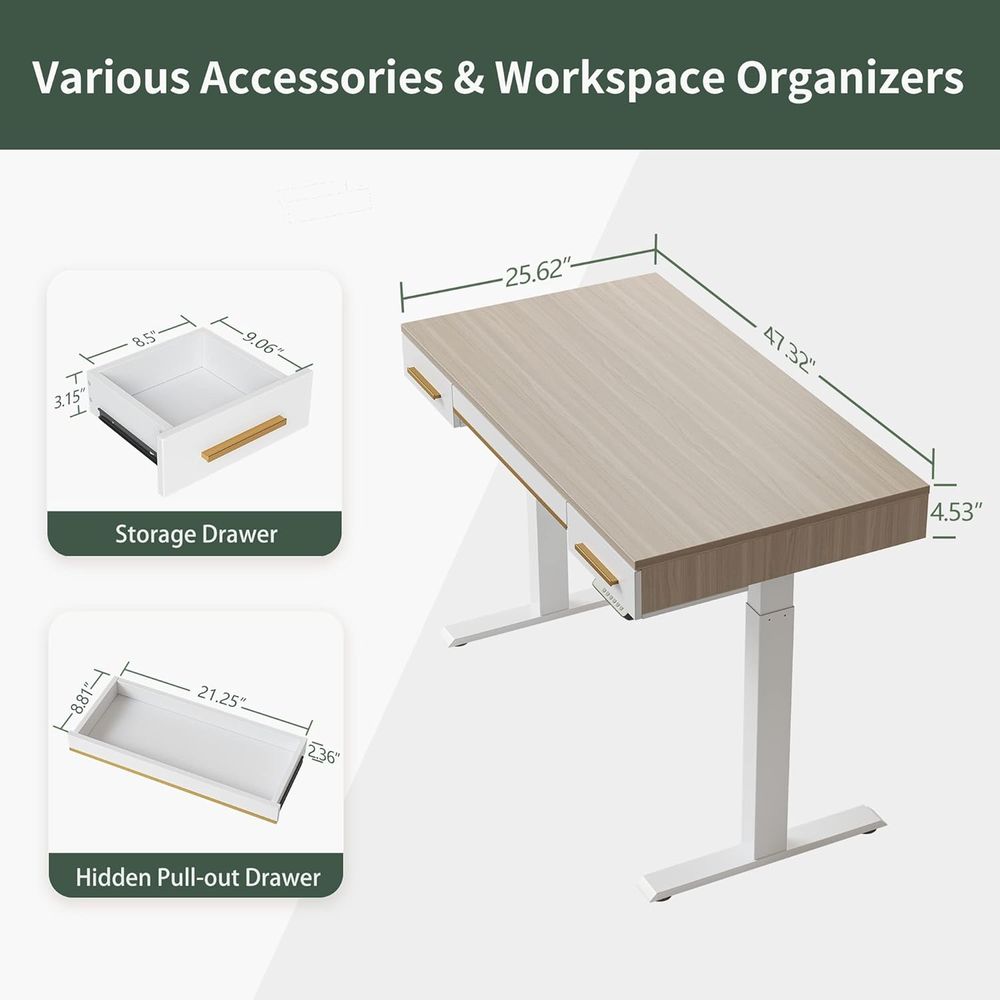 Electric Standing Desk, 3 Draw - Home Office Free reseña y precio