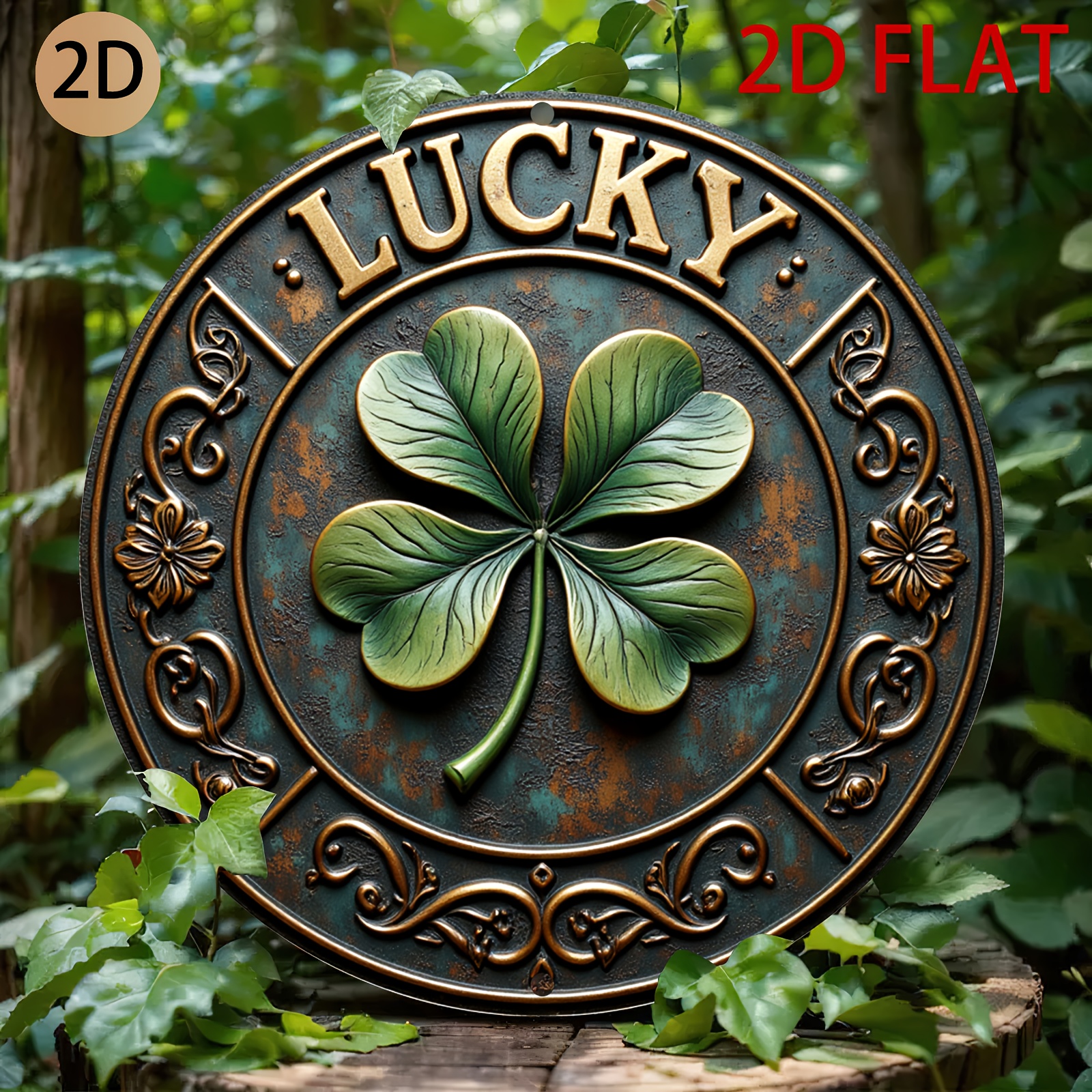 Vintage Rustic Metal Lucky Clo - Home Office Logo reseña y precio